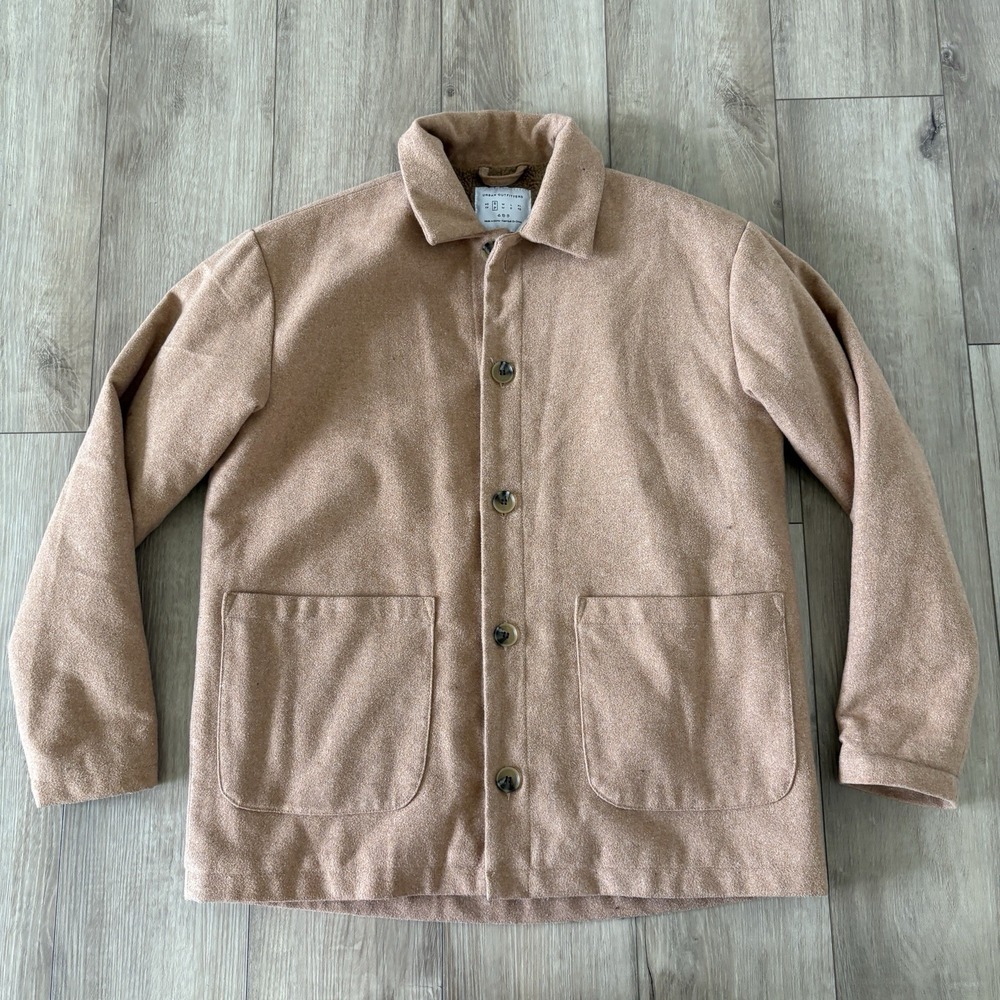 Urban Outfitters Sz Small Fleece Lined Collared Button Coat Tan Thick Warm